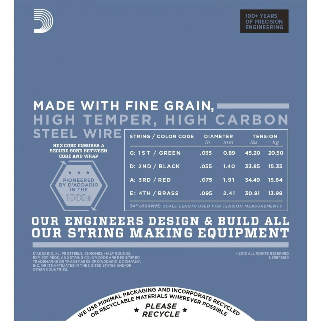 Струны для бас-гитары D'Addario EPS180 ProSteels 35-95