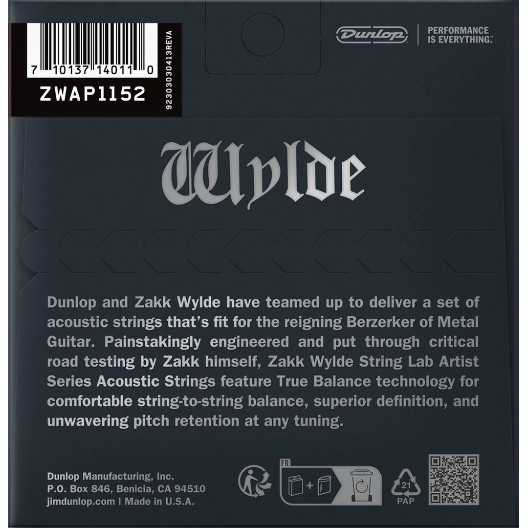 Струны для акустической гитары Dunlop ZWAP1152 11-52