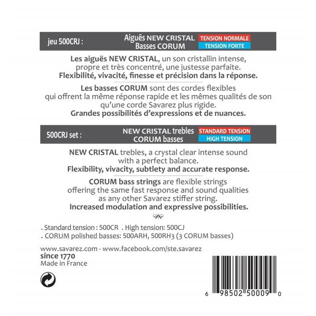 Струны для классической гитары Savarez 500CRJ New Cristal Corum Forte Normale