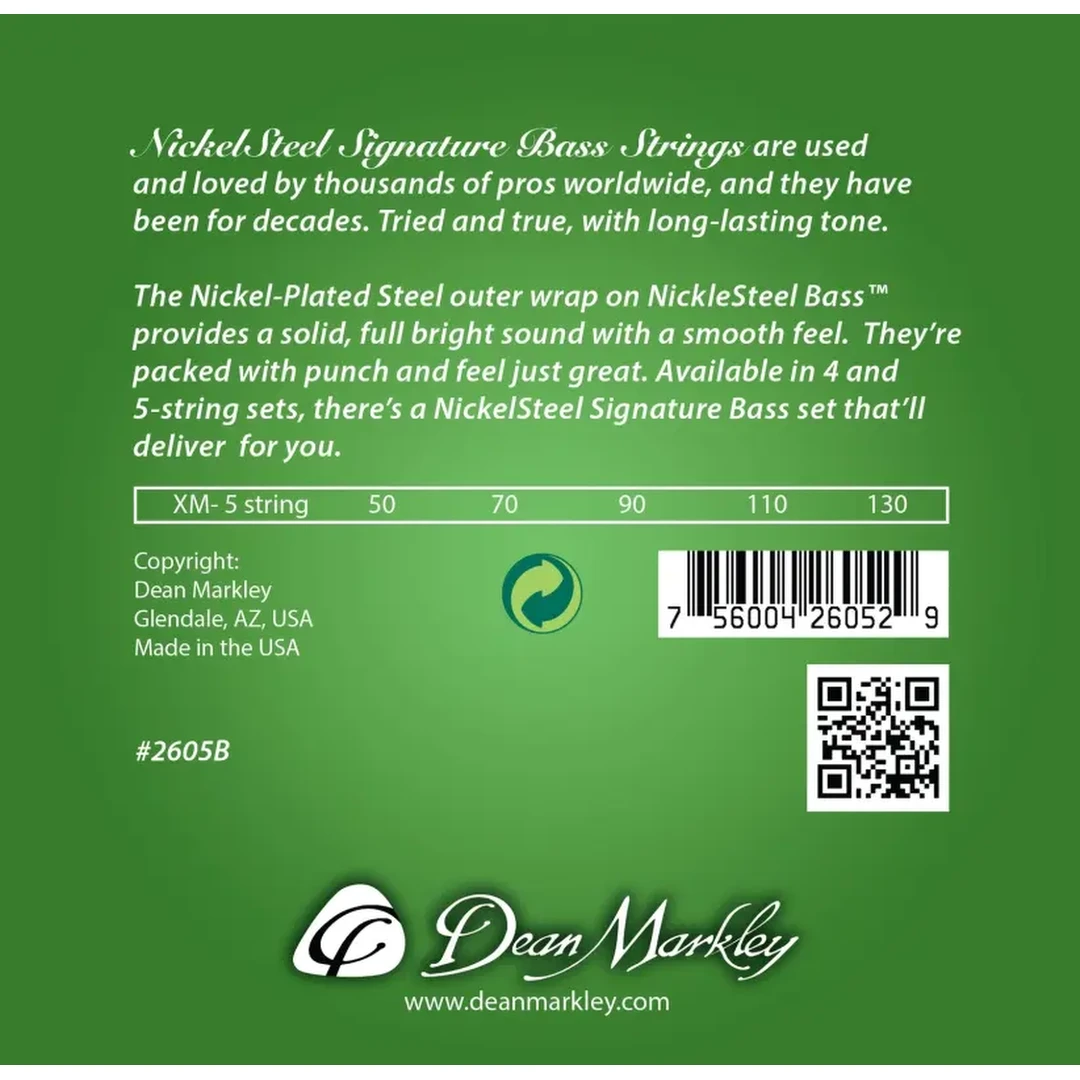 Струны для бас-гитары Dean Markley 2605B Signature Nickel Steel 50-130 5-Strings