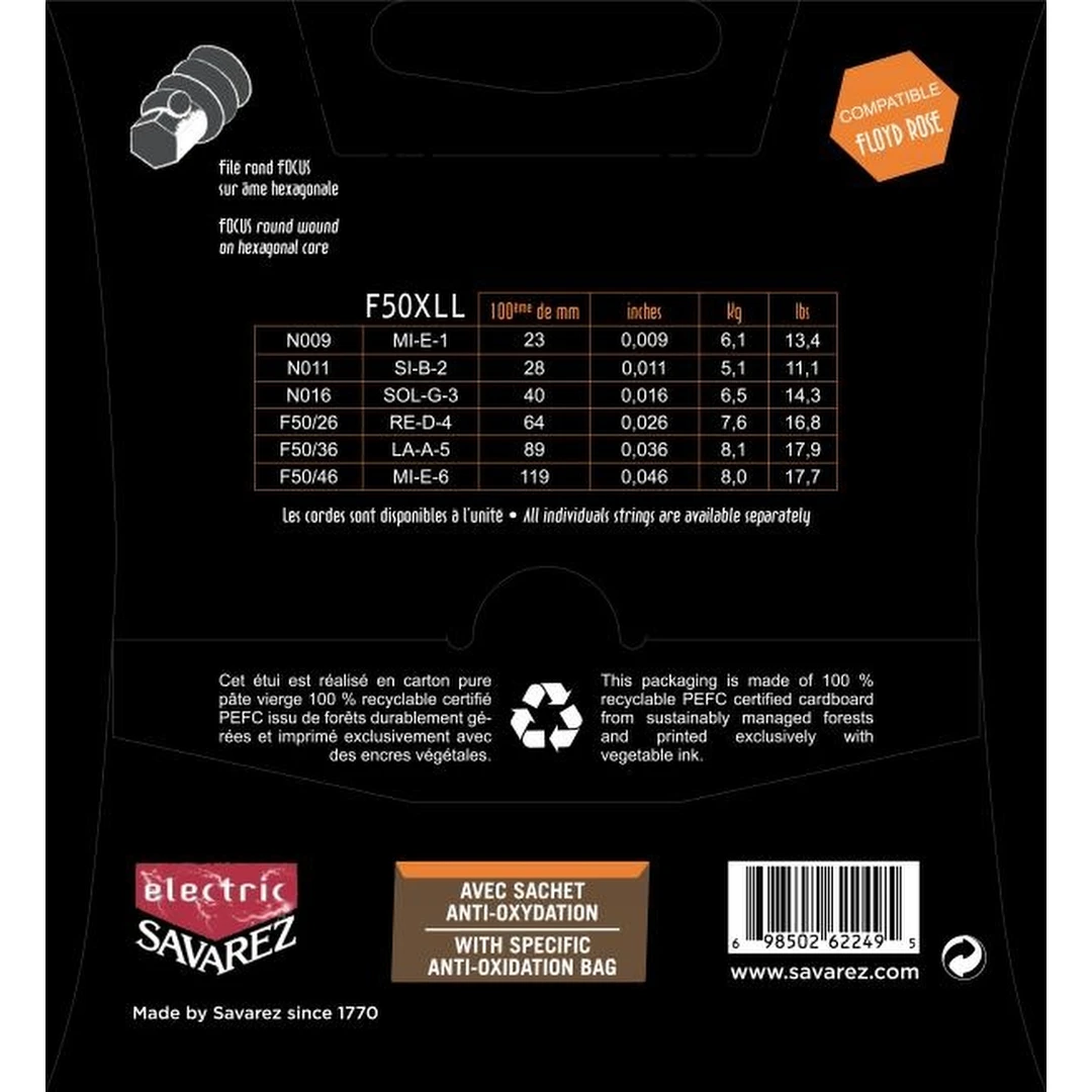 Струны для электрогитары Savarez F50XLL Focus 9-46