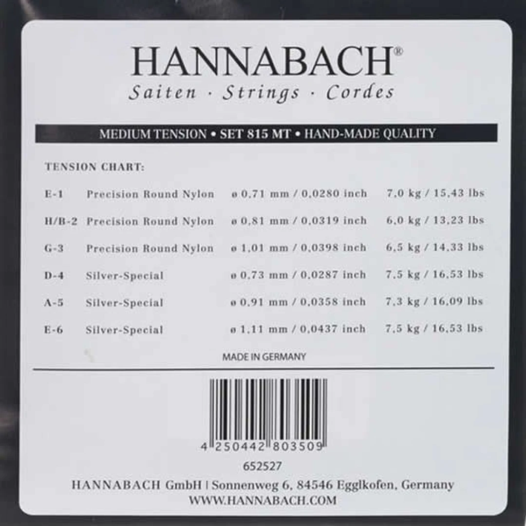 Струны для классической гитары Hannabach 815MT