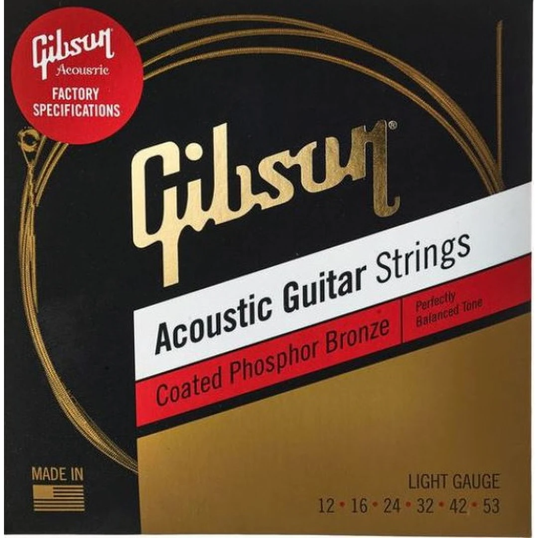 Струны для акустической гитары Gibson SAG-CPB12 Coated Phosphor Bronze Light 12-53
