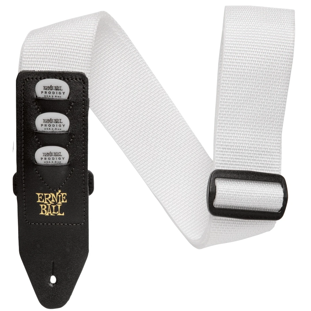 Ремень для гитары Ernie Ball White Pickholder 4259