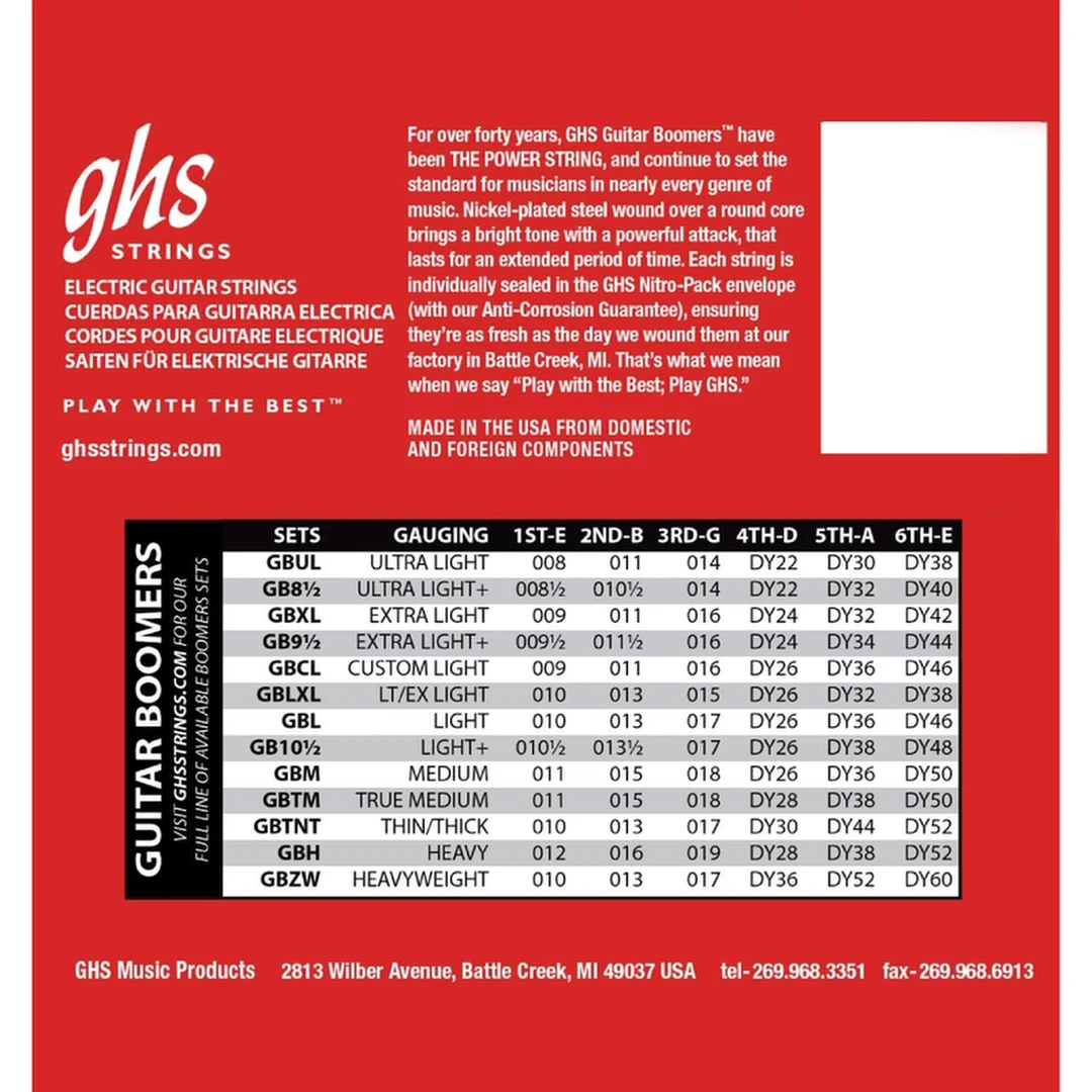 Струны для электрогитар GHS GBZW Zakk Wylde 10-60