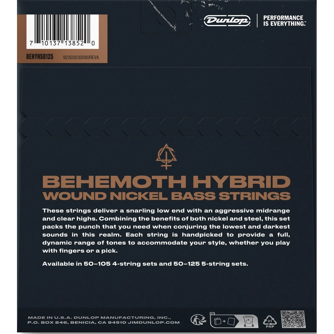 Струны для бас-гитары Dunlop BEHYN50125 50-125