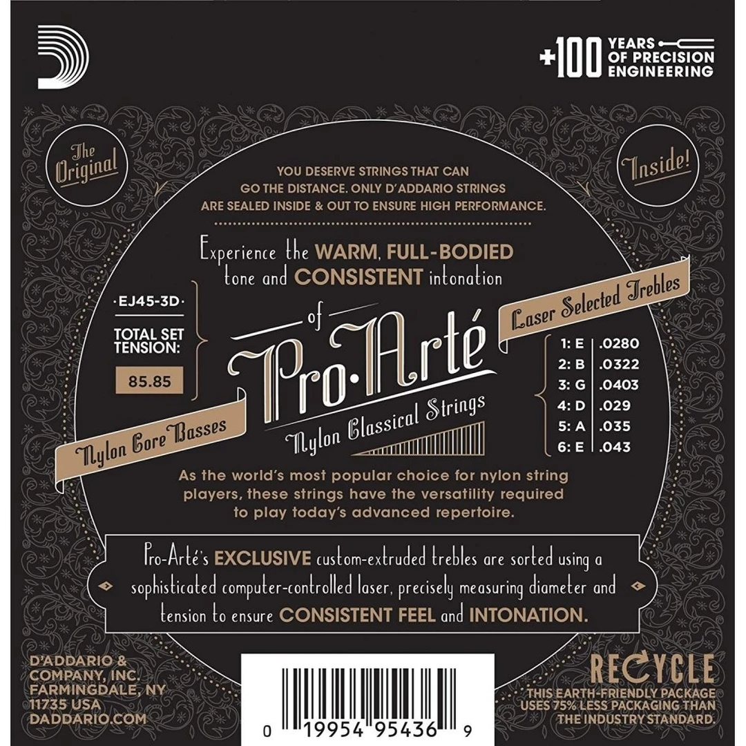 Струны для классической гитары D’Addario EJ45-3D