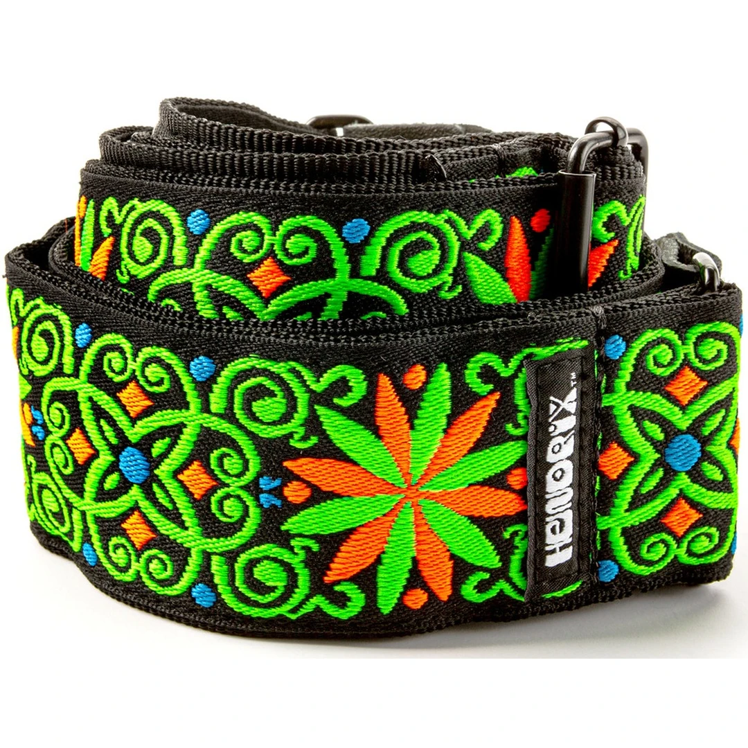 Ремень для гитары Dunlop JH26 Hendrix Blacklight Fillmore Green