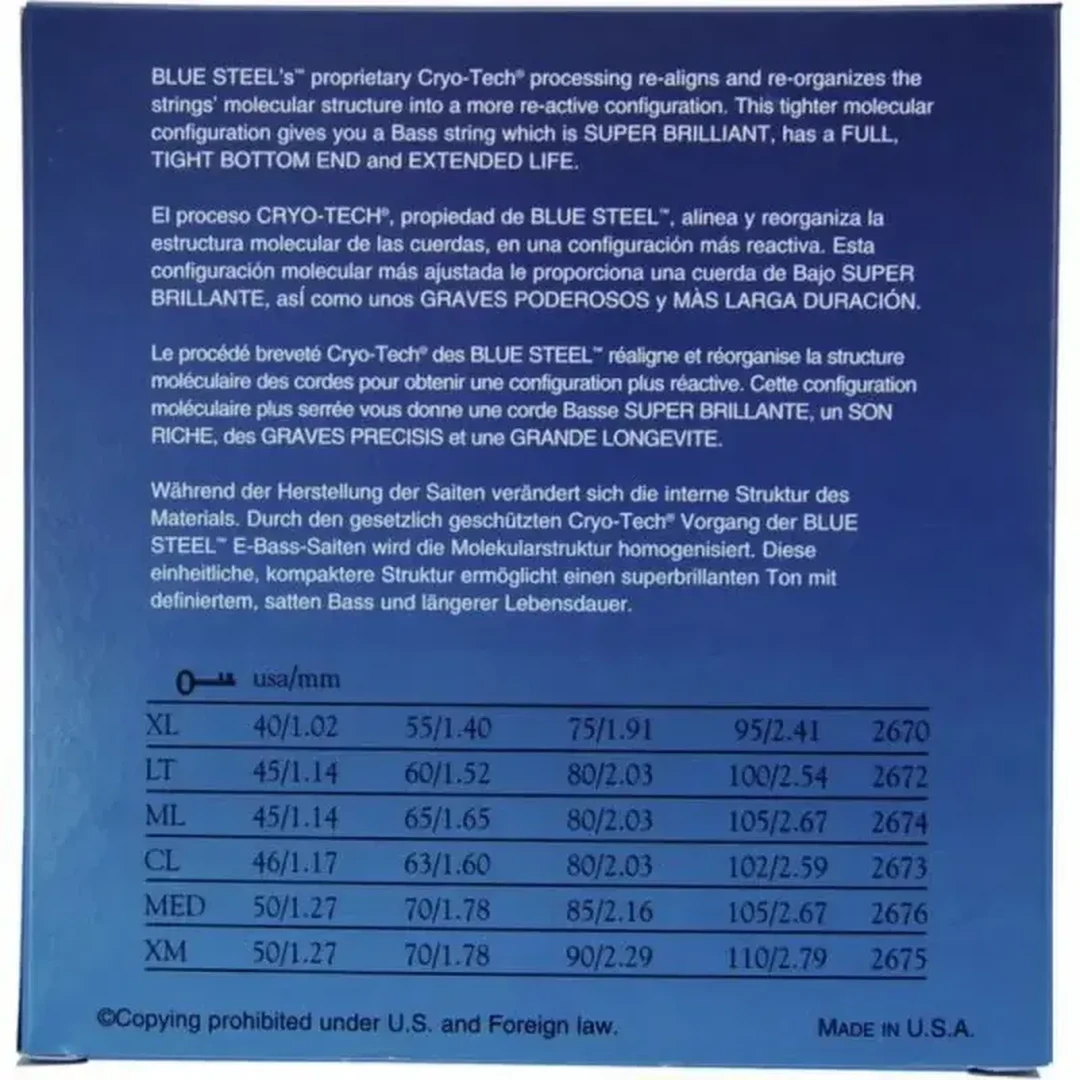Струны для бас-гитары Dean Markley 2670 Blue Steel 40-95