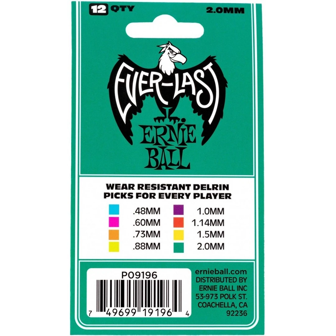Набор медиаторов Ernie Ball 9196 2.00 Teal Everlast