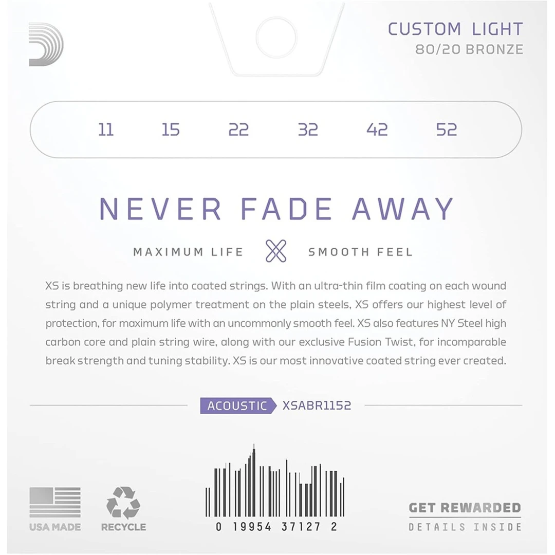 Струны для акустической гитары D'Addario XSABR1152 11-52