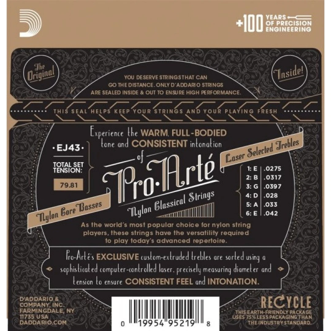 Струны для классической гитары D'Addario EJ43 Light Tension