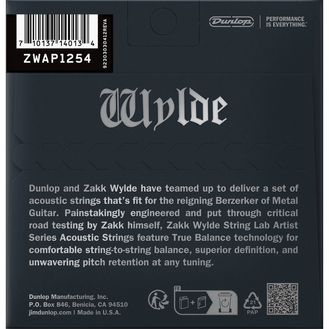 Струны для акустической гитары Dunlop ZWAP1254 12-54