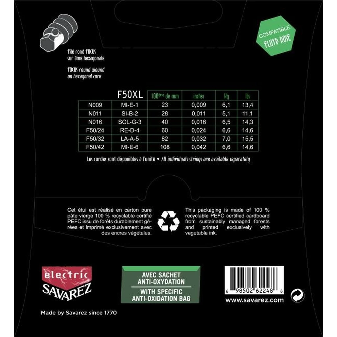 Струны для электрогитары Savarez F50XL Focus 10-42