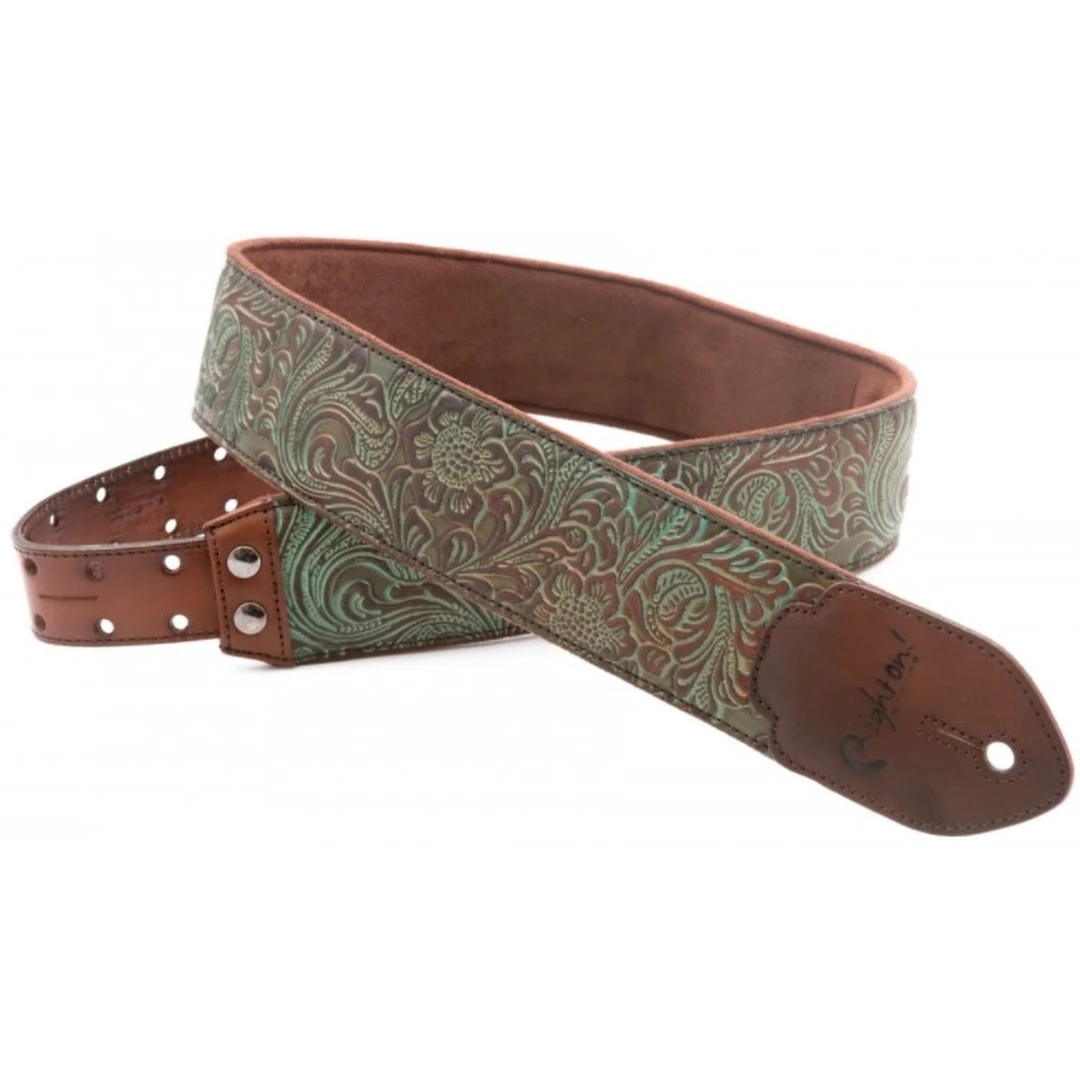 Ремень для гитары RightOn Straps On Leathercraft Blackguard Teal
