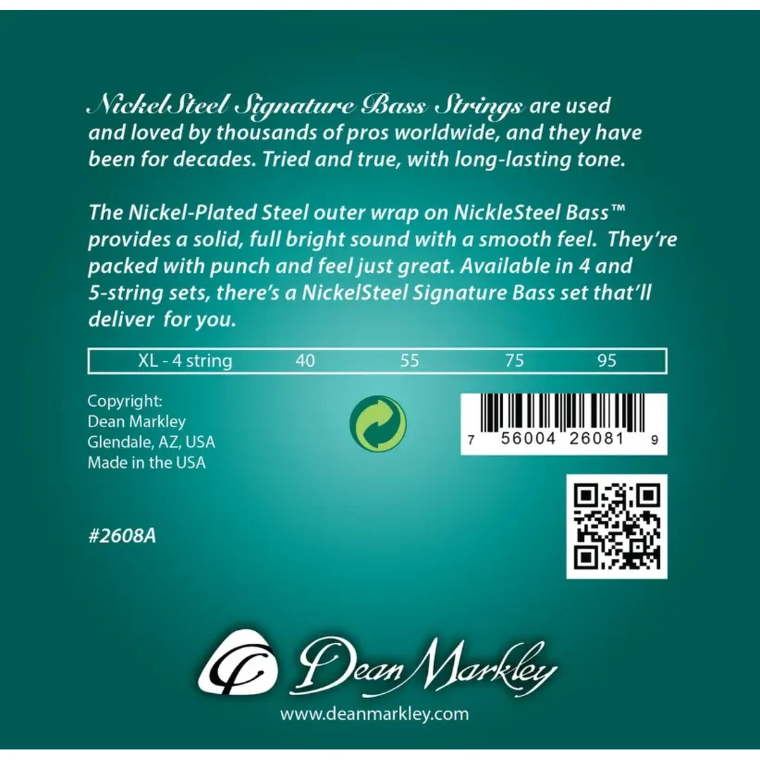 Струны для бас-гитары Dean Markley 2608A Signature Nickel Steel 40-95