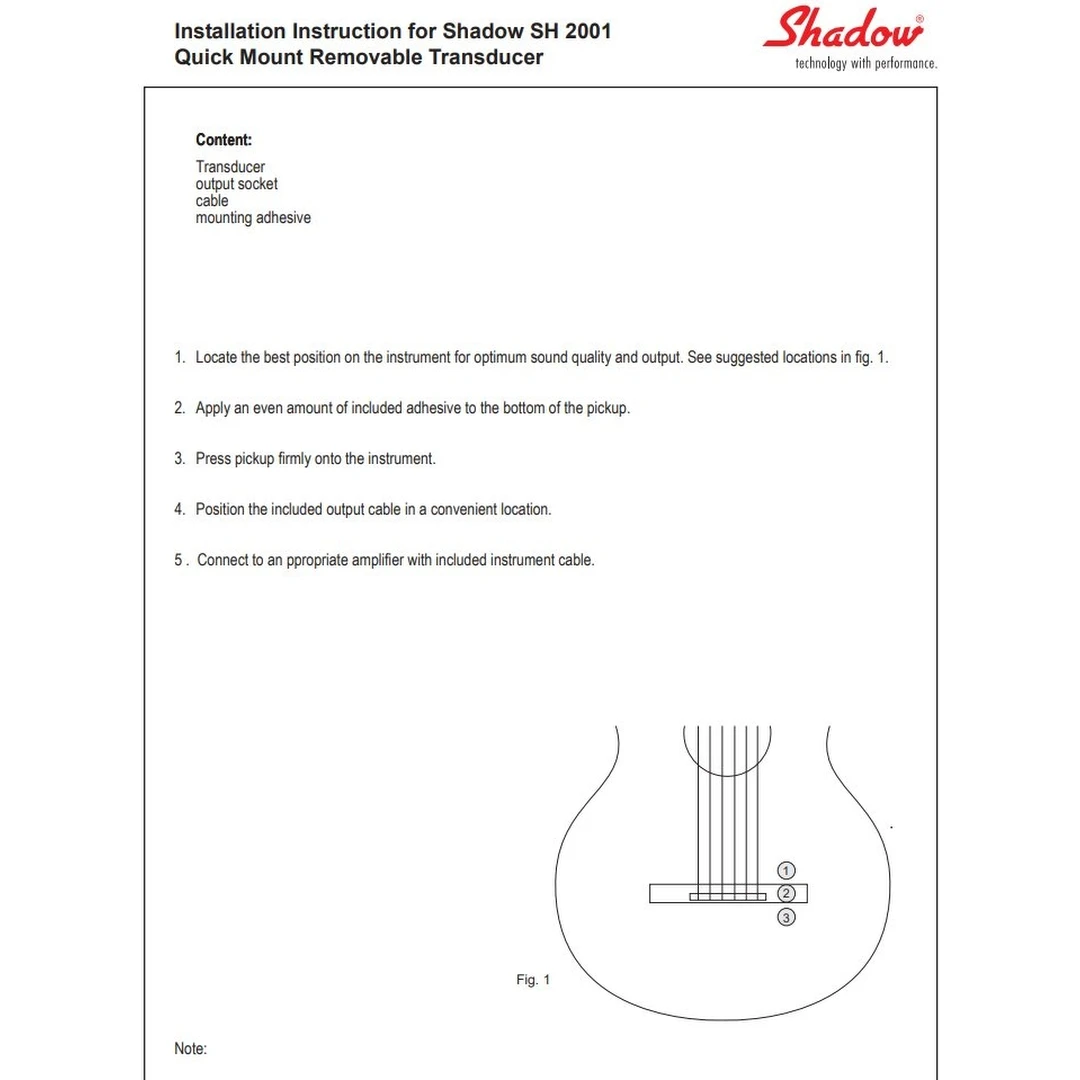 Звукосниматель Shadow SH 2001