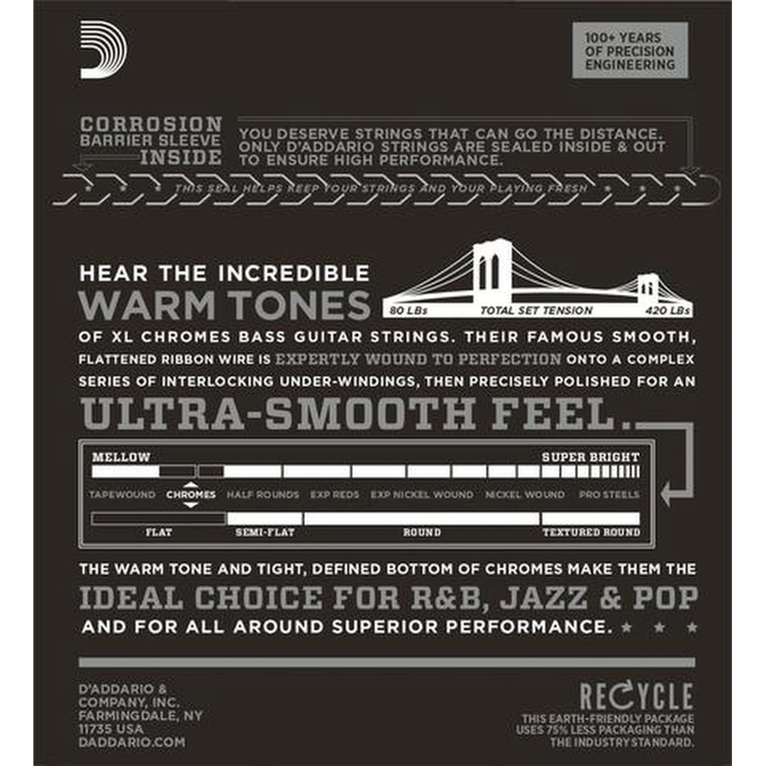 Струны для бас-гитары D'Addario ECB81SL 45-100 4-String