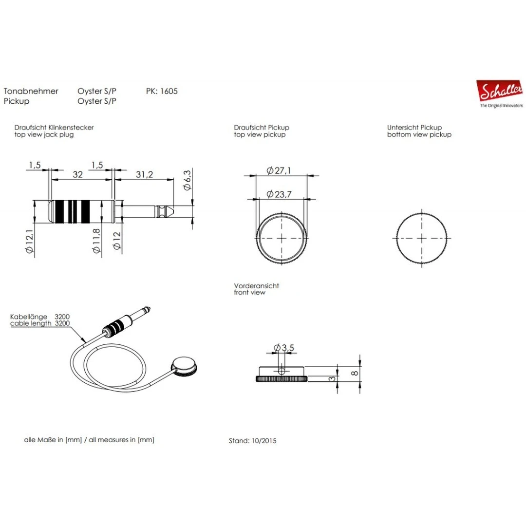 Звукосниматель Schaller Oyster S/P 16050501