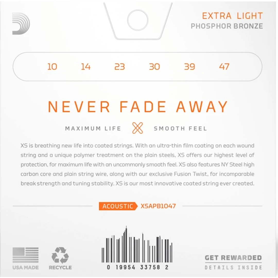 Струны для акустической гитары D'Addario XSAPB1047 10-47