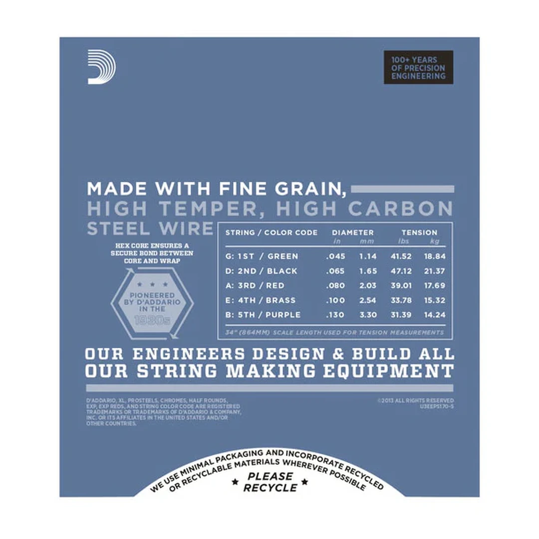 Струны для бас-гитары D'Addario EPS170-5 45-130